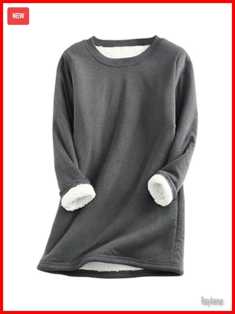 Sherpa Lined Fleece Crewneck Sweatshirt Winter Pullover Women